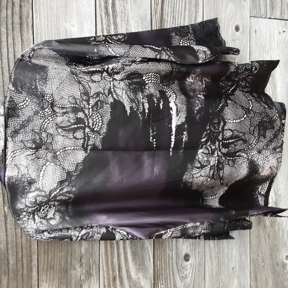 Oscar de la Renta pink label ladies purple & black pajama top size Med - Picture 6 of 9